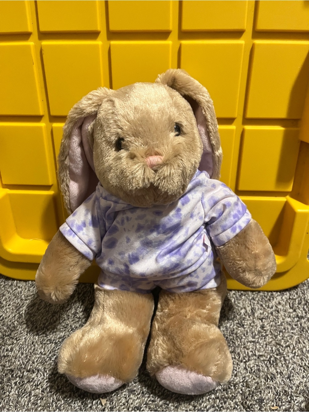 Build-A-Bear Light Brown Bunny with Lavender Tie Die Pajamas